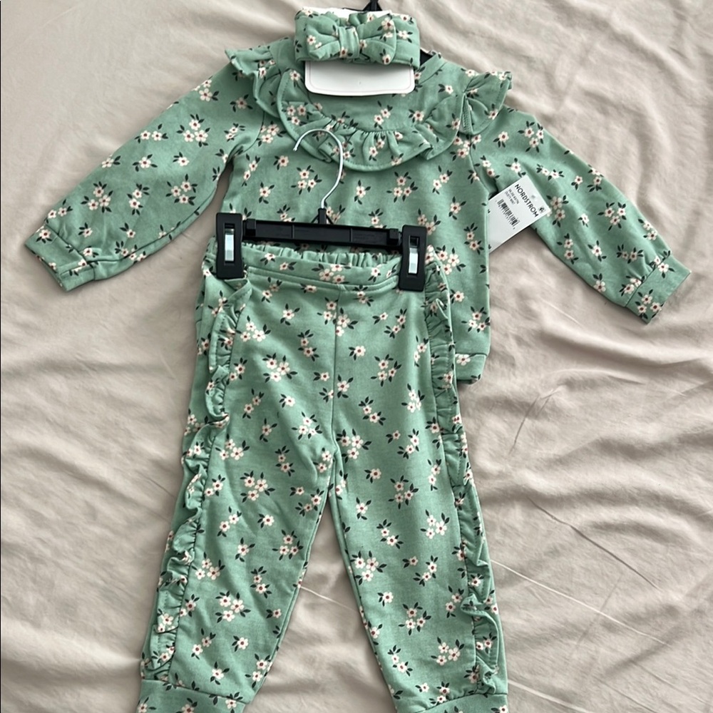 Nicole Miller Green Floral Kids Matching Set